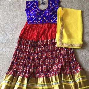 Blue and red chaniya choli